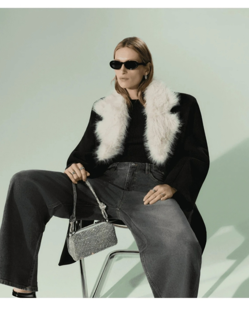 Scoop Oversized Faux Fur Collar Coat #1286 - Picture 8 of 9